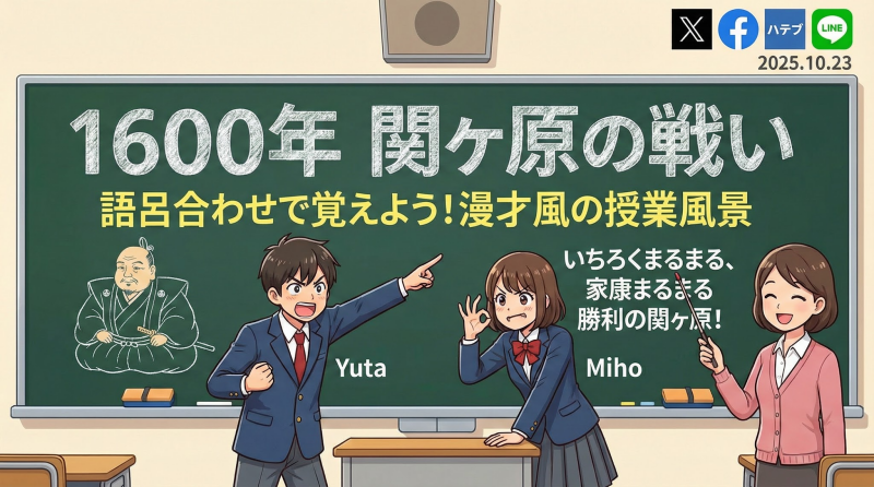 【1600年】関ヶ原の戦いを語呂合わせで覚えよう！漫才風の授業風景