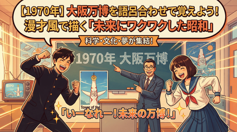 【1970年】大阪万博を語呂合わせで覚えよう！漫才風で描く「未来にワクワクした昭和」