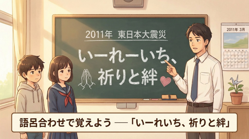 【2011年】東日本大震災を語呂合わせで覚えよう-―「いーれーいち、祈りと絆」